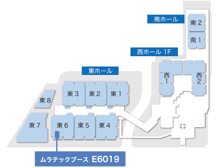 JIMTOF2024(第32回日本国際工作機械見本市) の村田機械・ムラテックブースの会場案内図